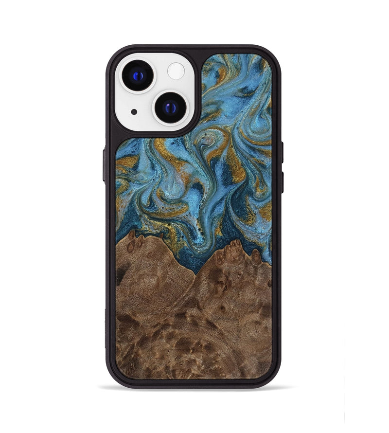 iPhone 13 Wood Phone Case - Jeffery (Teal & Gold, 812337)