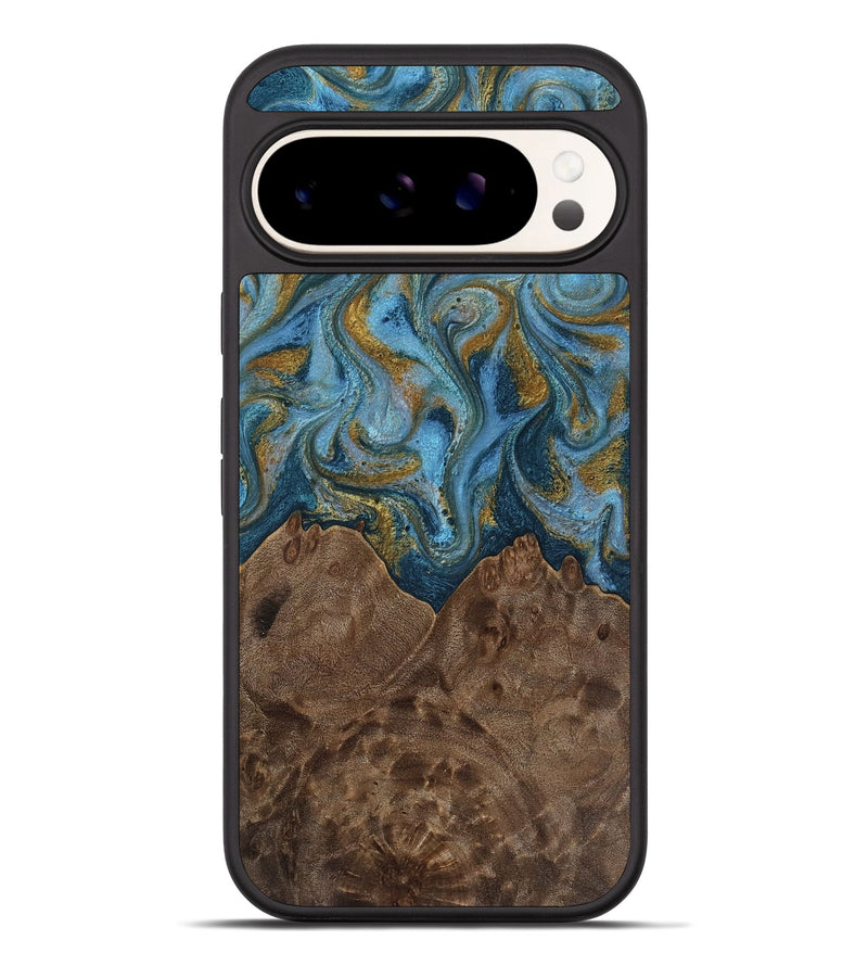Pixel 10 Pro XL Wood Phone Case - Jeffery (Teal & Gold, 812337)