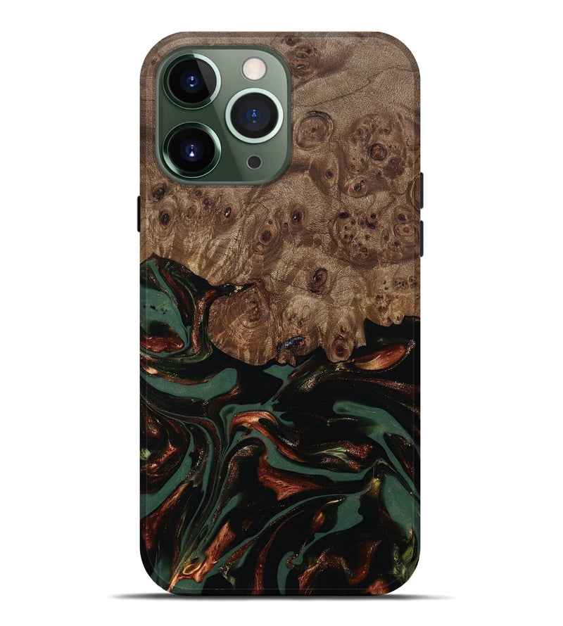 iPhone 13 Pro Max Wood Live Edge Phone Case - Kyaire (Green, 812419)