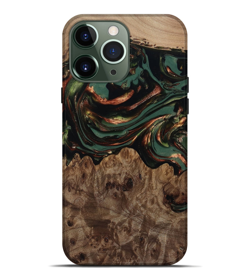 iPhone 13 Pro Max Wood Live Edge Phone Case - Tawanda (Green, 812420)