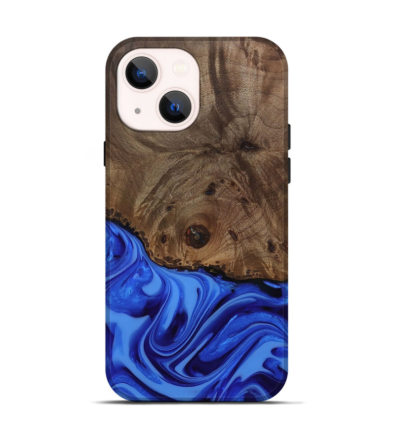 iPhone 14 Wood Live Edge Phone Case - Johan (Blue, 812424)