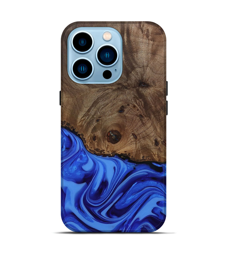iPhone 14 Pro Wood Live Edge Phone Case - Johan (Blue, 812424)