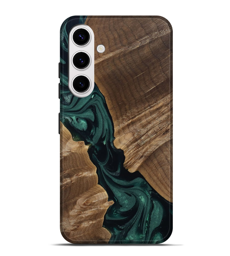 Galaxy S25 Plus Wood Live Edge Phone Case - Leota (Green, 812426)