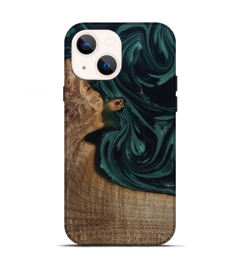 iPhone 13 Wood Live Edge Phone Case - Tierra (Green, 812428)