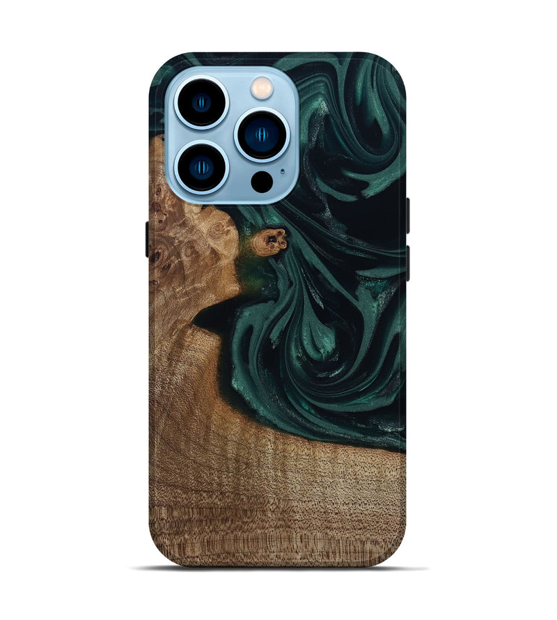 iPhone 14 Pro Wood Live Edge Phone Case - Tierra (Green, 812428)
