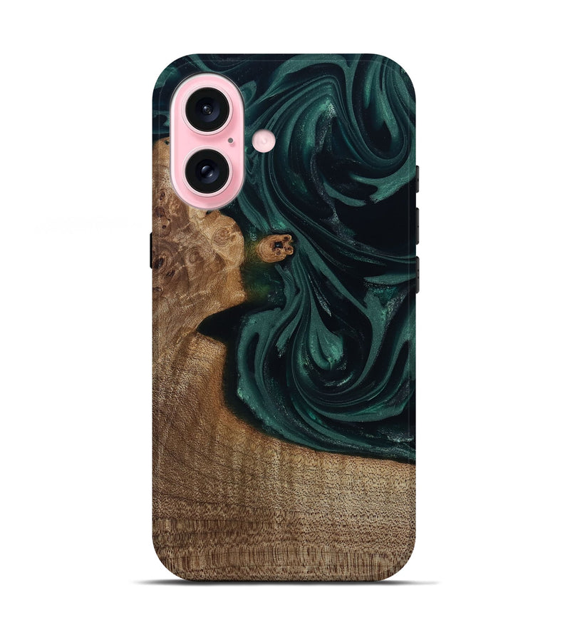 iPhone 17 Wood Live Edge Phone Case - Tierra (Green, 812428)