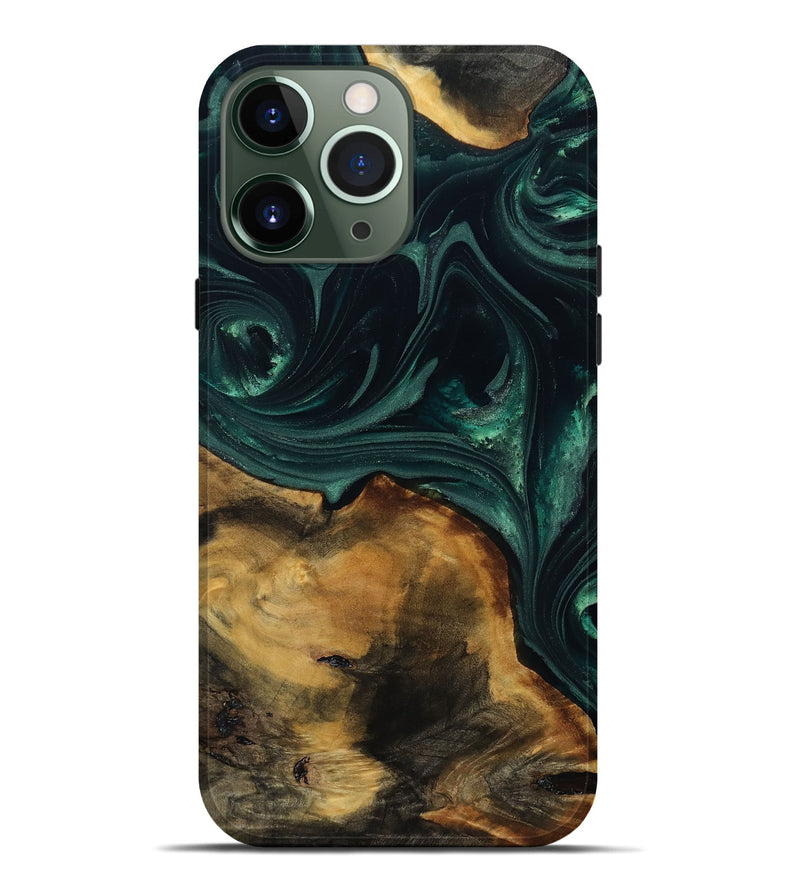 iPhone 13 Pro Max Wood Live Edge Phone Case - Marcia (Green, 812429)