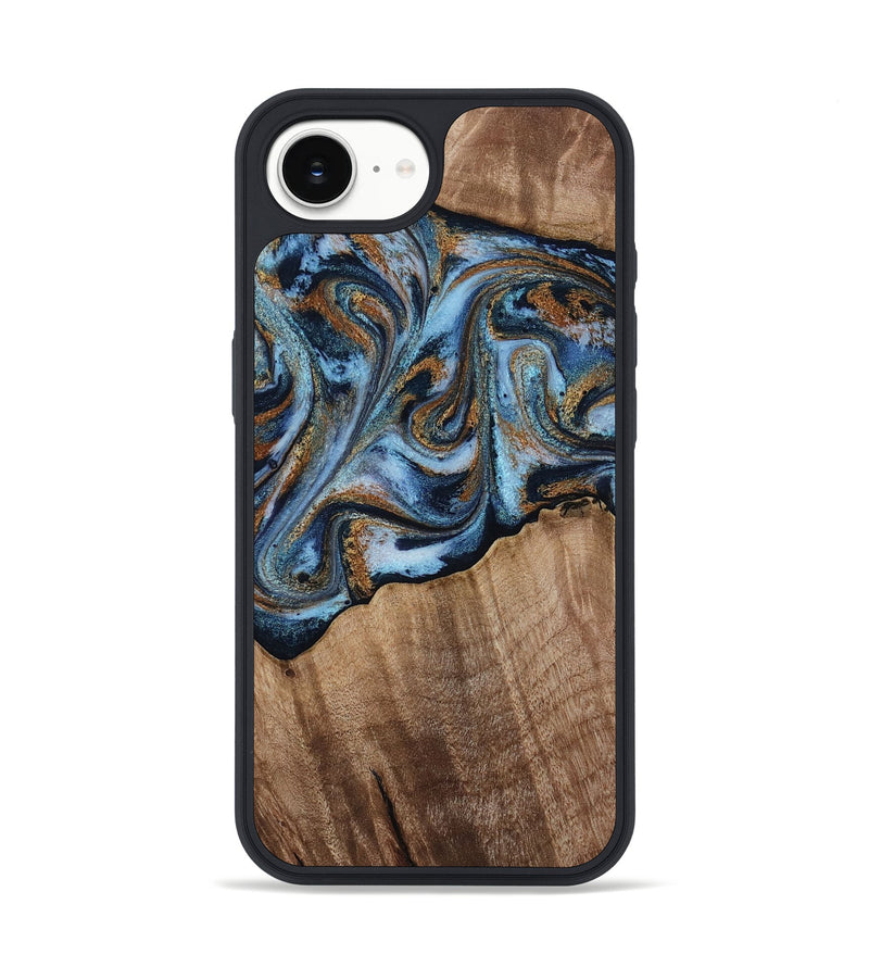 iPhone 17e Wood Phone Case - Kasey (Teal & Gold, 812448)