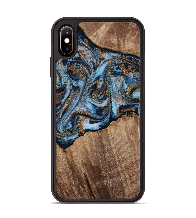 iPhone Xs Max Wood Phone Case - Kasey (Teal & Gold, 812448)