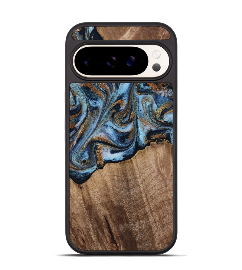 Pixel 9 Wood Phone Case - Kasey (Teal & Gold, 812448)