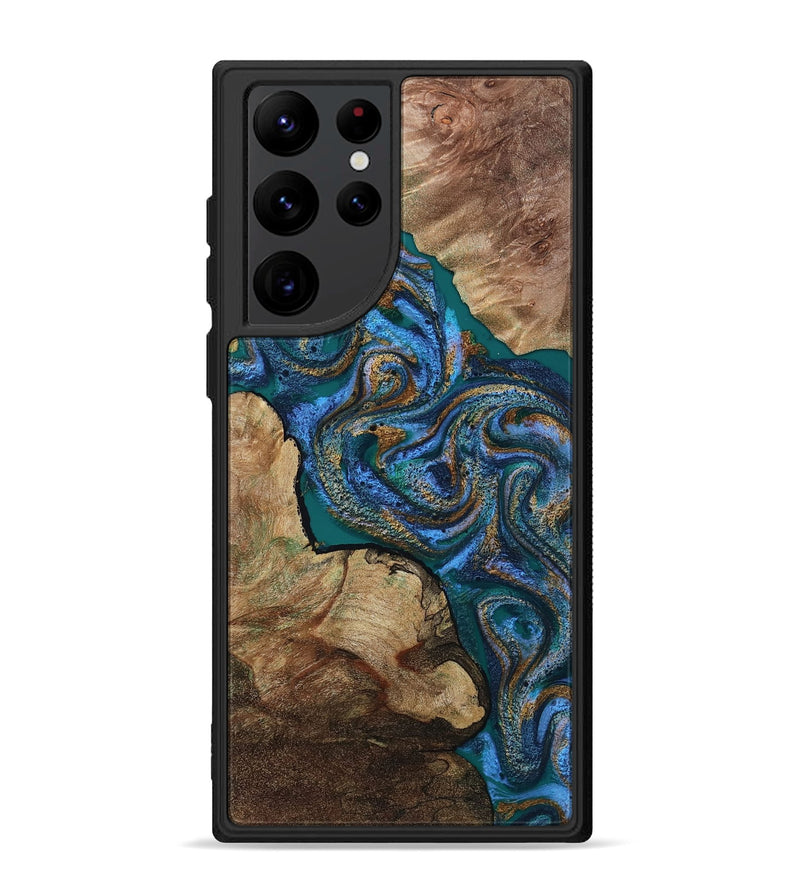 Galaxy S22 Ultra Wood Phone Case - Adelard (Teal & Gold, 812450)