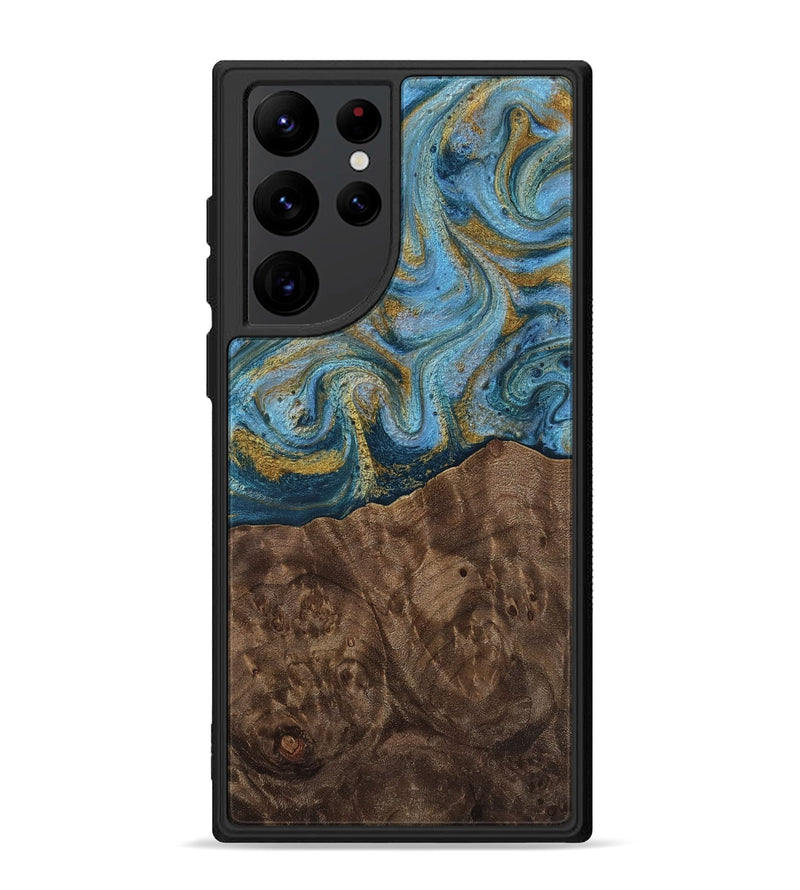 Galaxy S22 Ultra Wood Phone Case - Veda (Teal & Gold, 812452)