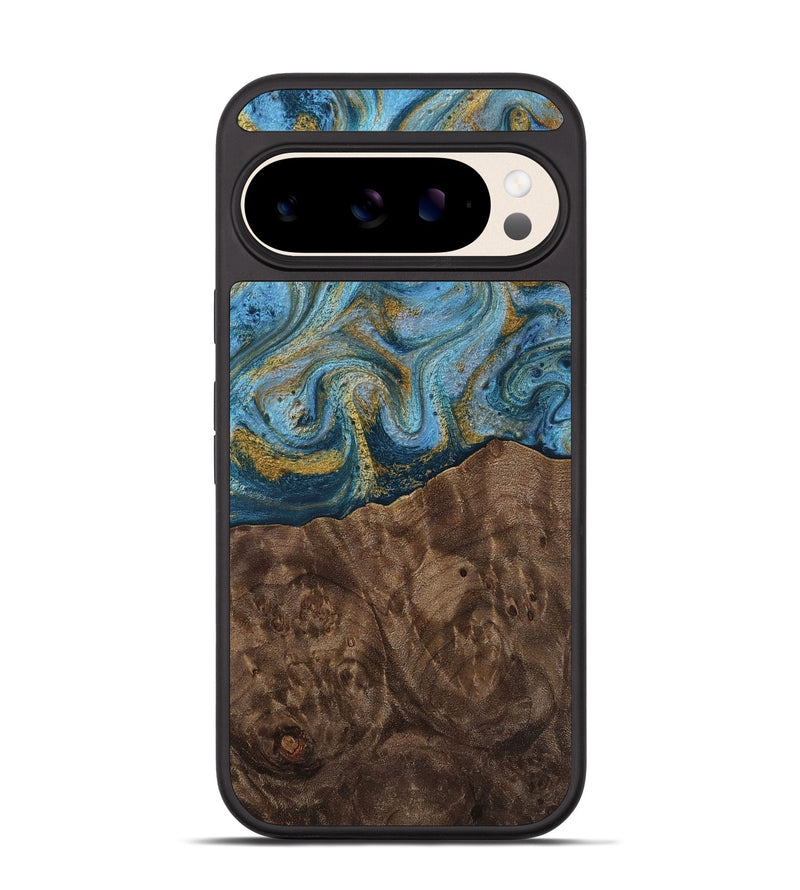 Pixel 10 Wood Phone Case - Veda (Teal & Gold, 812452)