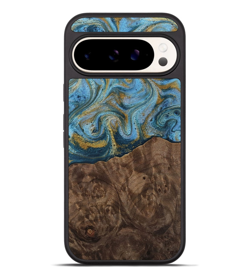 Pixel 9 Pro XL Wood Phone Case - Veda (Teal & Gold, 812452)