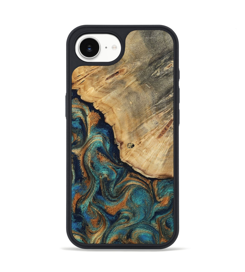 iPhone 17e Wood Phone Case - Jazlynn (Teal & Gold, 812453)