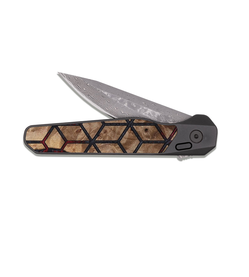 EDC Dark Damascus Wood Pocket Knife - Rome (Pattern, 812469)