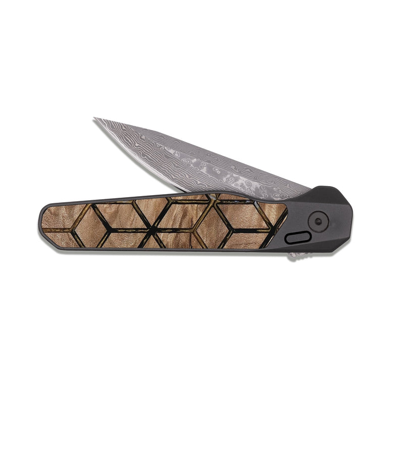 EDC Dark Damascus Wood Pocket Knife - Arlen (Pattern, 812478)