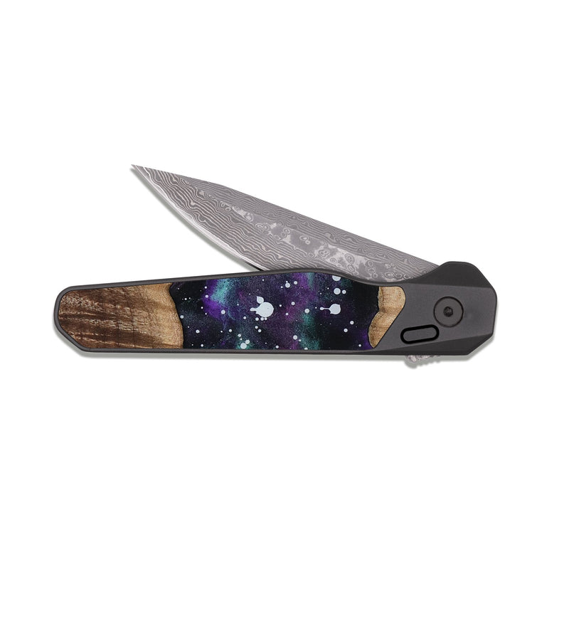EDC Dark Damascus Wood Pocket Knife - Spencer (Cosmos, 812482)