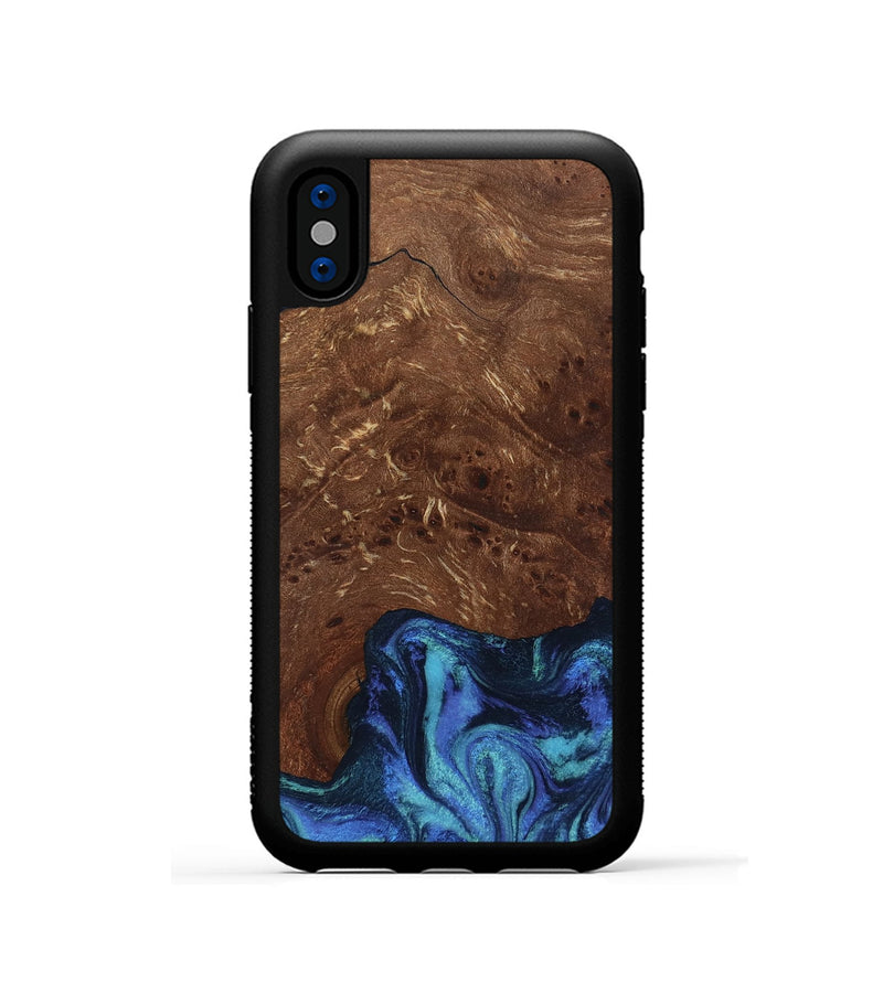 iPhone Xs Wood Phone Case - Wrenlee (Blue, 812521)