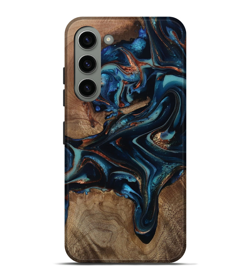 Galaxy S23 Plus Wood Live Edge Phone Case - Georgie (Teal & Gold, 812543)