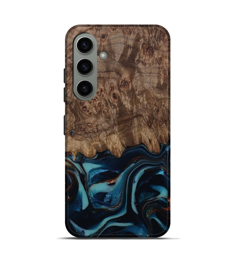 Galaxy S24 Wood Live Edge Phone Case - Monika (Teal & Gold, 812544)