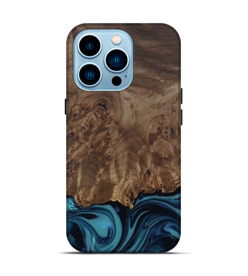 iPhone 14 Pro Wood Live Edge Phone Case - Jaret (Blue, 812546)