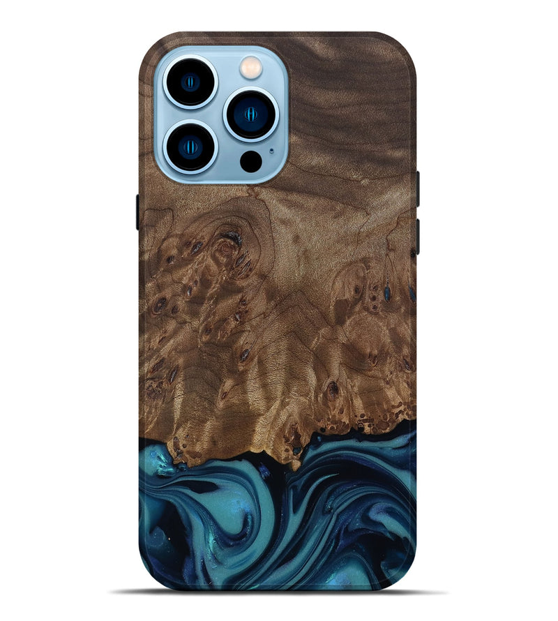 iPhone 14 Pro Max Wood Live Edge Phone Case - Jaret (Blue, 812546)