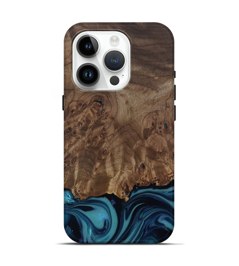 iPhone 15 Pro Wood Live Edge Phone Case - Jaret (Blue, 812546)