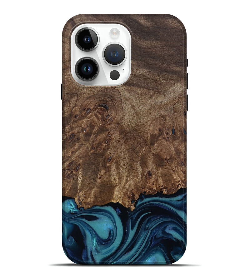 iPhone 15 Pro Max Wood Live Edge Phone Case - Jaret (Blue, 812546)