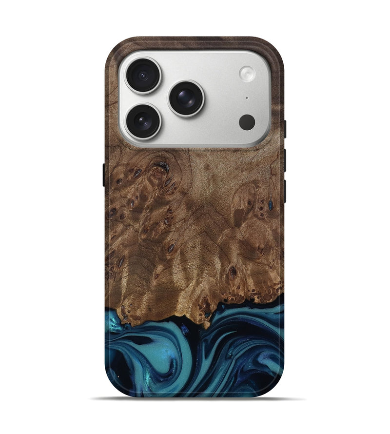 iPhone 17 Pro Wood Live Edge Phone Case - Jaret (Blue, 812546)