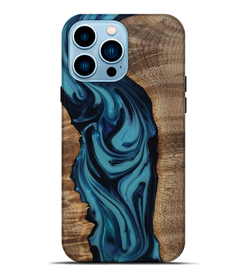 iPhone 14 Pro Max Wood Live Edge Phone Case - Elda (Blue, 812549)