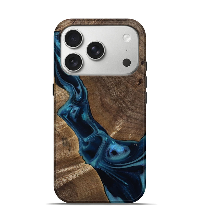 iPhone 17 Pro Wood Live Edge Phone Case - Moshe (Blue, 812550)