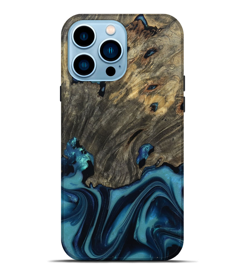 iPhone 14 Pro Max Wood Live Edge Phone Case - Maxie (Blue, 812557)