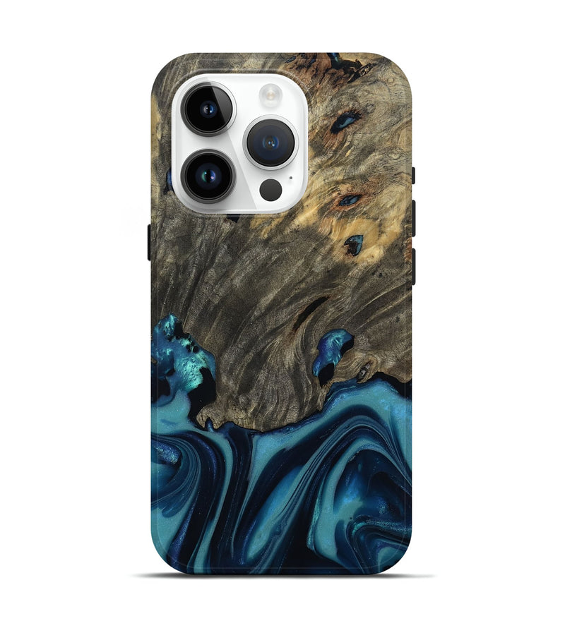 iPhone 15 Pro Wood Live Edge Phone Case - Maxie (Blue, 812557)