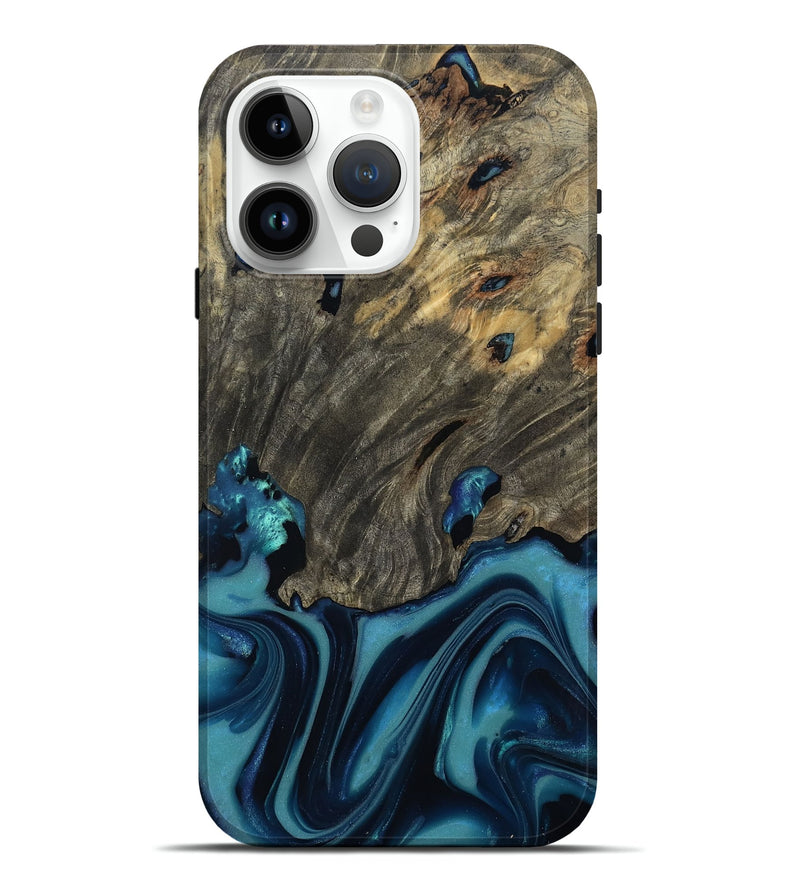 iPhone 15 Pro Max Wood Live Edge Phone Case - Maxie (Blue, 812557)