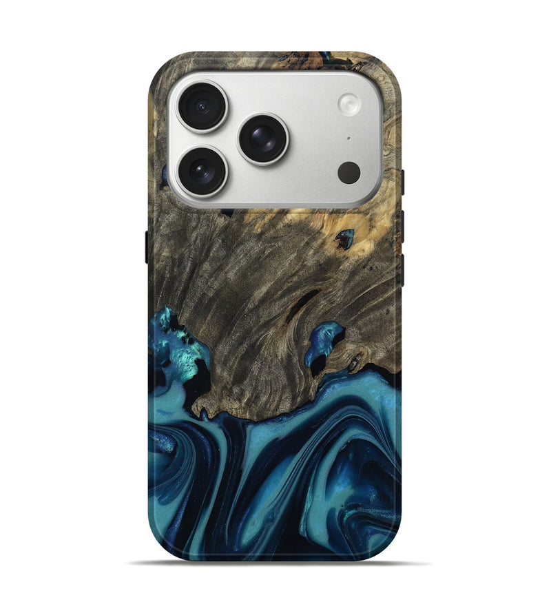 iPhone 17 Pro Wood Live Edge Phone Case - Maxie (Blue, 812557)