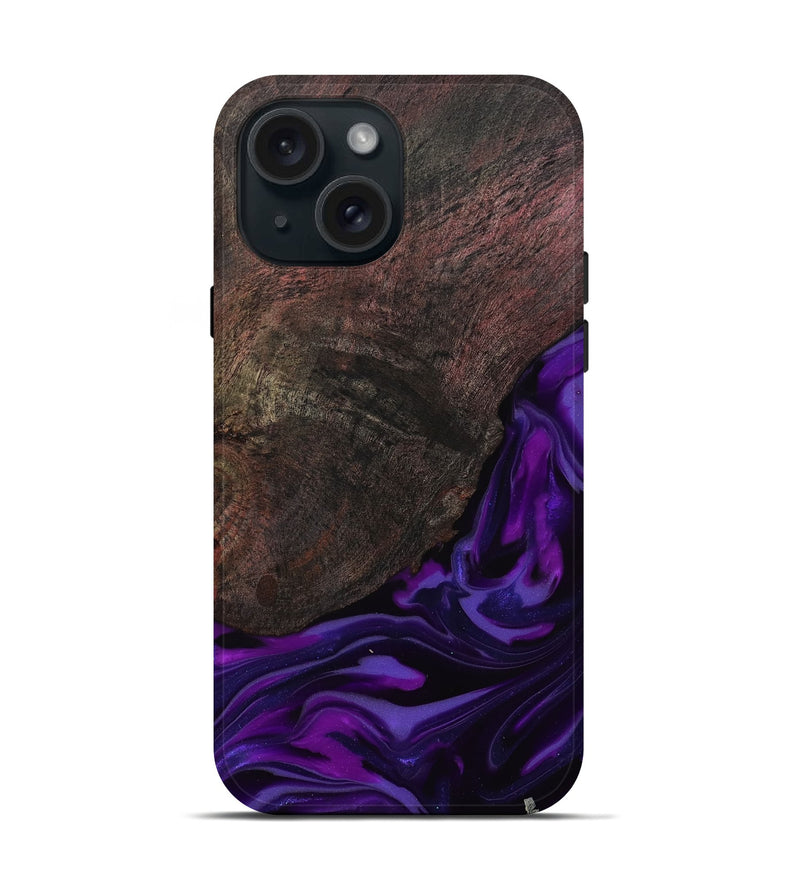 iPhone 15 Wood Live Edge Phone Case - Ian (Purple, 812560)