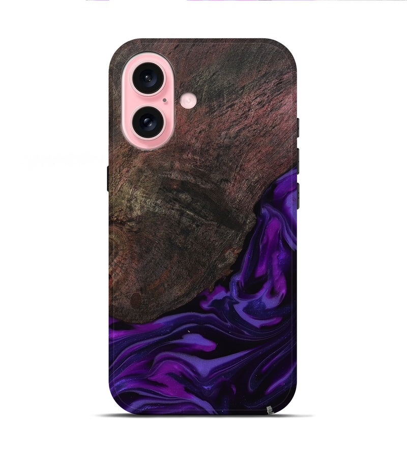 iPhone 16 Wood Live Edge Phone Case - Ian (Purple, 812560)