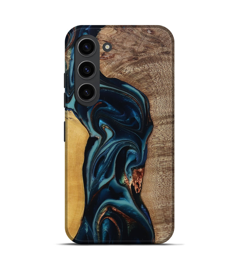 Galaxy S23 Wood Live Edge Phone Case - Ezekiel (Teal & Gold, 812562)