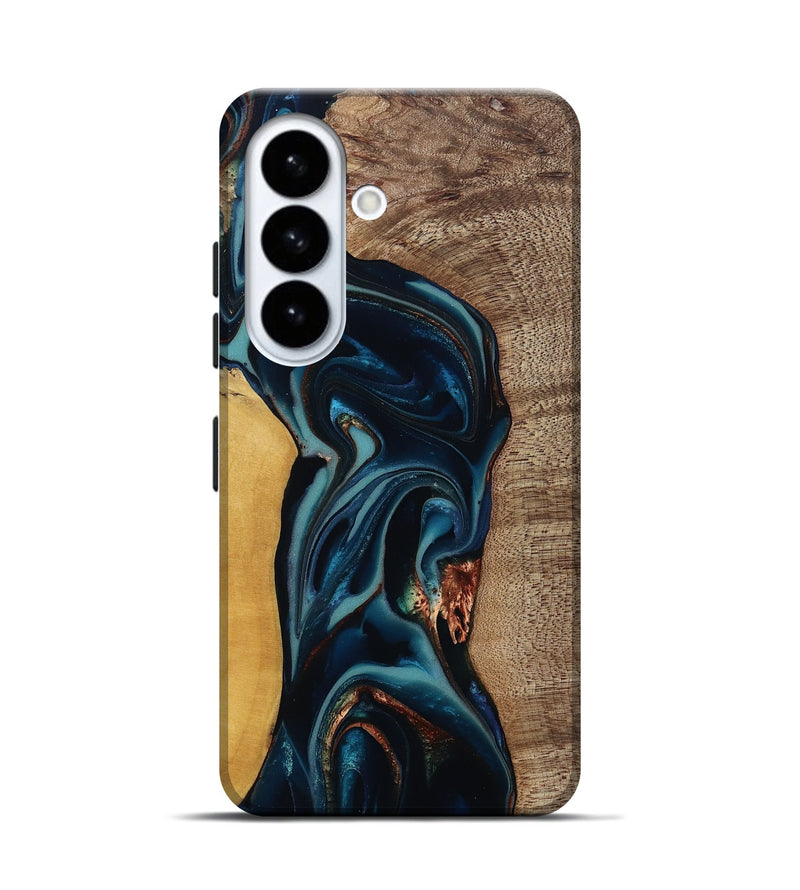 Galaxy S26 Wood Live Edge Phone Case - Ezekiel (Teal & Gold, 812562)