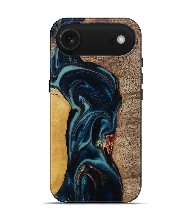 iPhone 17 Air Wood Live Edge Phone Case - Ezekiel (Teal & Gold, 812562)