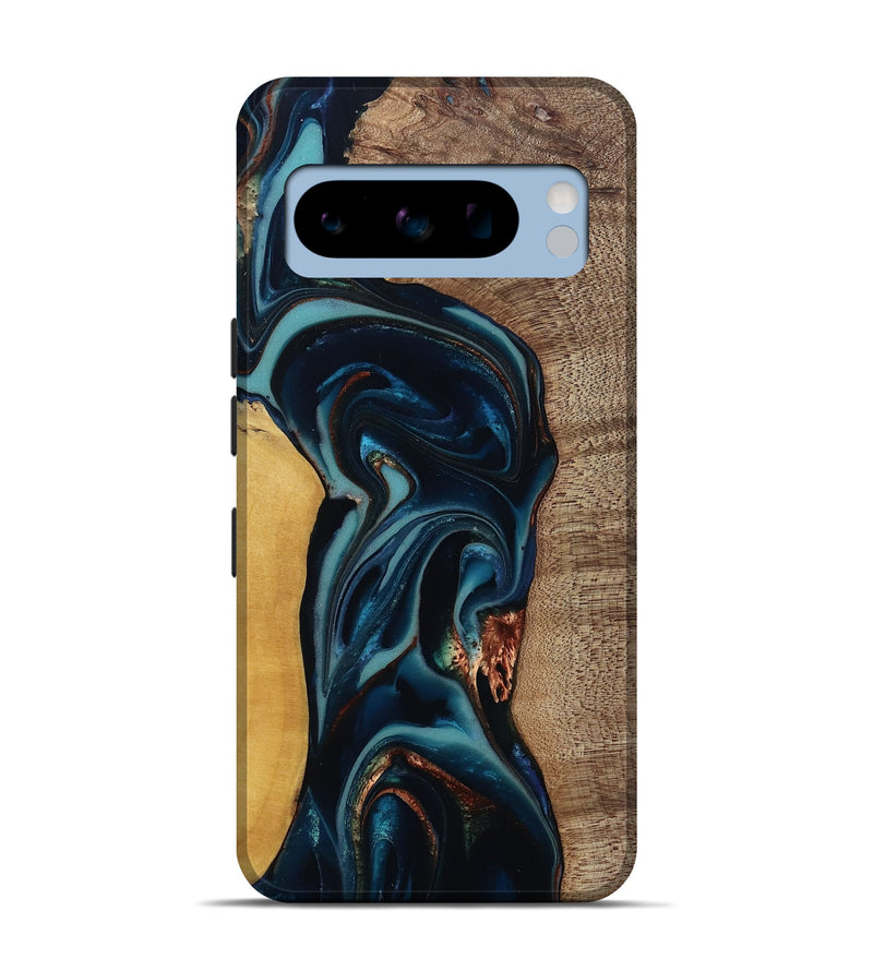 Pixel 8 Pro Wood Live Edge Phone Case - Ezekiel (Teal & Gold, 812562)