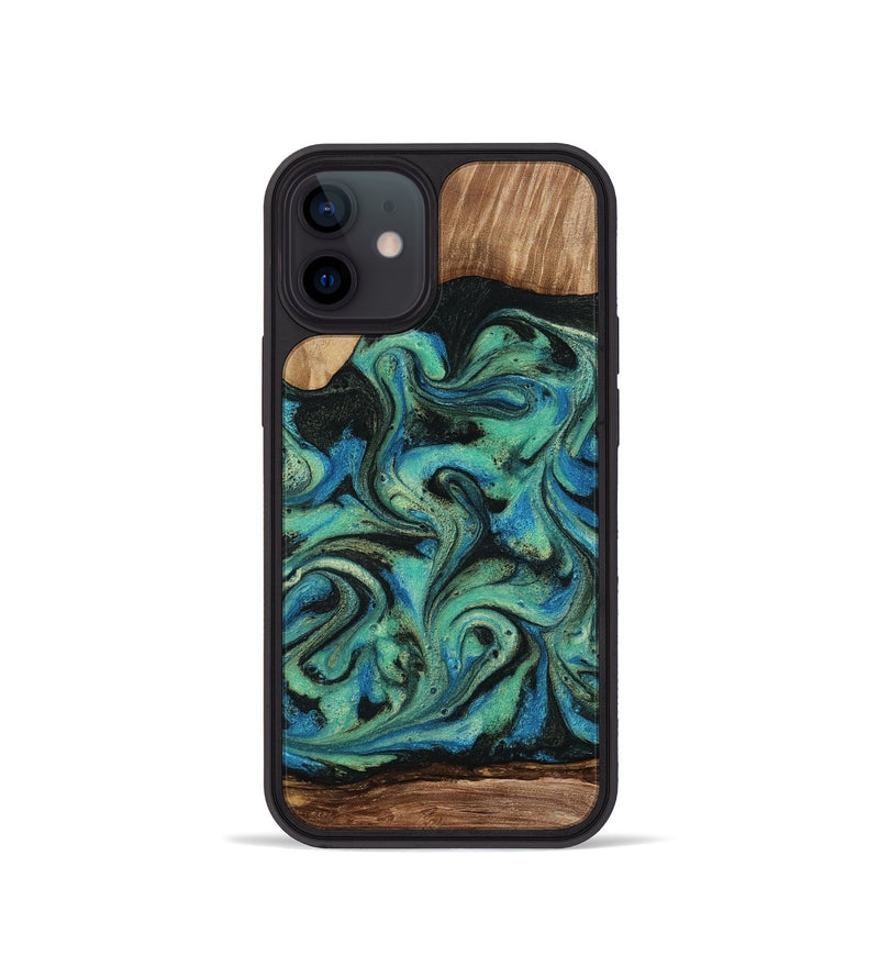 iPhone 12 mini Wood Phone Case - Tevin (Green, 812689)