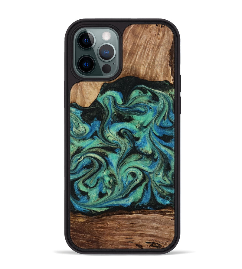 iPhone 12 Pro Max Wood Phone Case - Tevin (Green, 812689)