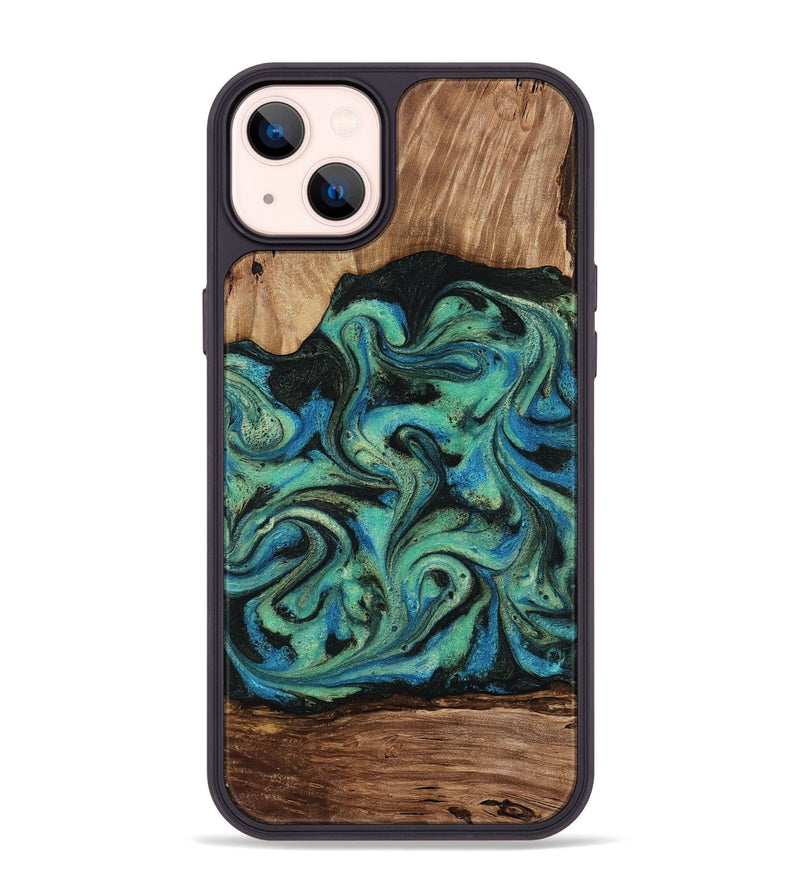 iPhone 14 Plus Wood Phone Case - Tevin (Green, 812689)
