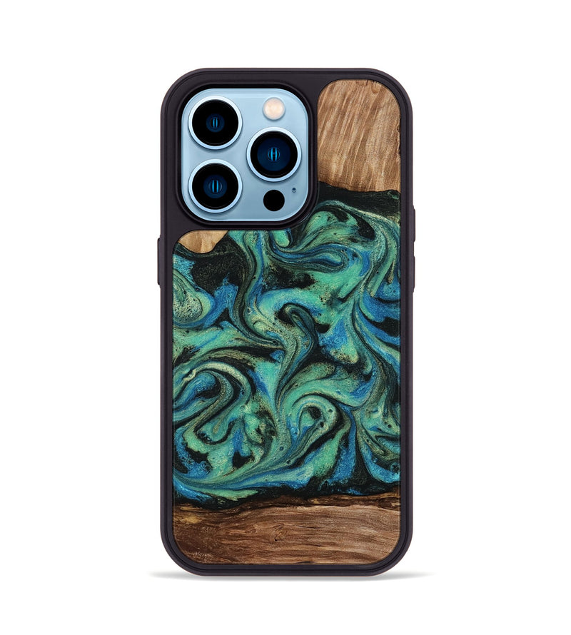 iPhone 14 Pro Wood Phone Case - Tevin (Green, 812689)