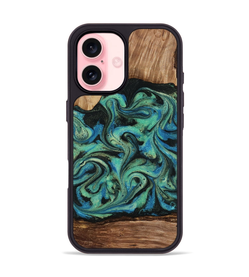 iPhone 16 Wood Phone Case - Tevin (Green, 812689)