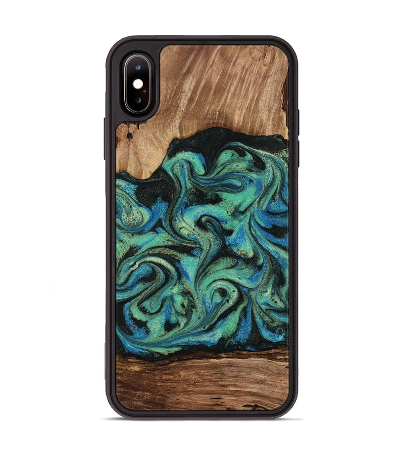 iPhone Xs Max Wood Phone Case - Tevin (Green, 812689)