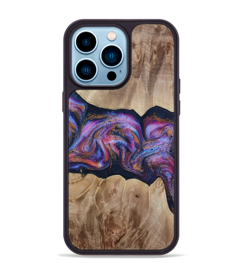 iPhone 14 Pro Max Wood Phone Case - Tina (Blue, 812716)