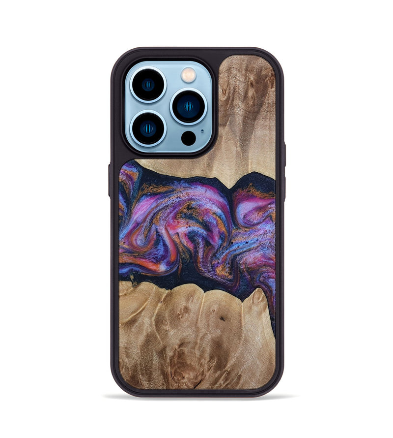 iPhone 14 Pro Wood Phone Case - Tina (Blue, 812716)
